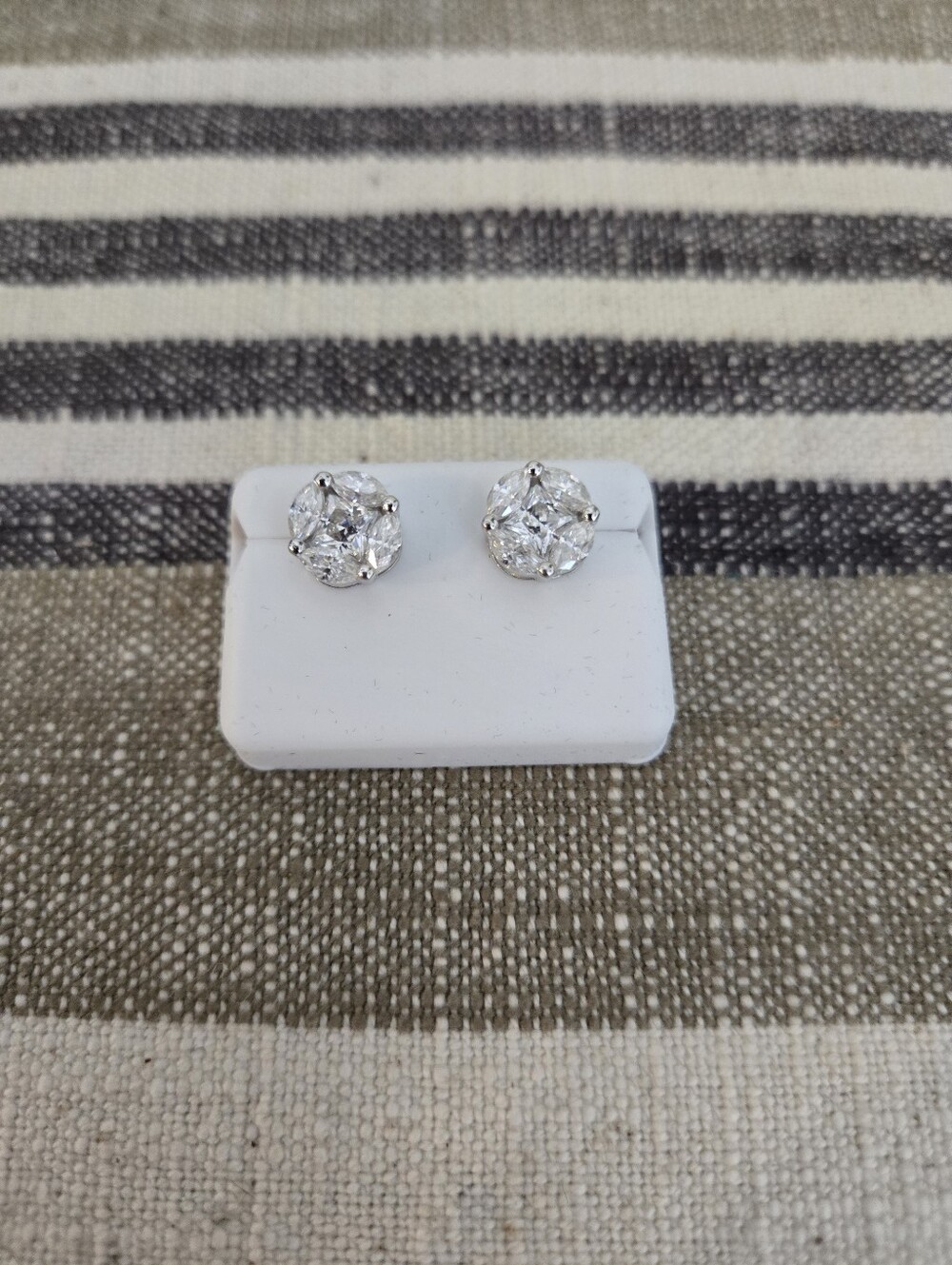 Moissanite 1.5CTW NWT 925 Silver Cluster Earrings - Picture 3 of 8